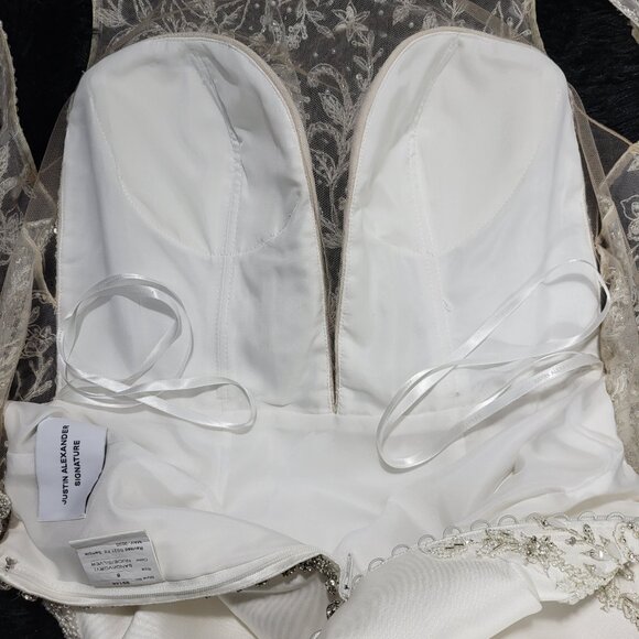 NWOT~$2600~JUSTIN ALEXANDER~SZ 6~IVORY EMBELLISHED MERMAID WEDDING DRESS GOWN - Picture 14 of 16